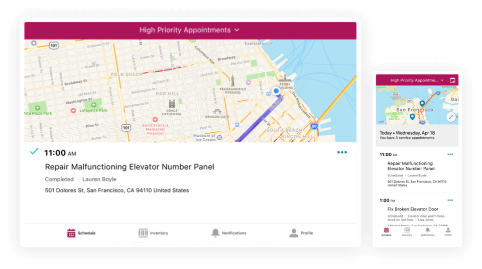screenshot of Salesforce Field Service